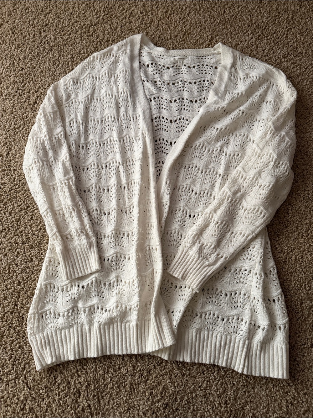 Maurices Cream Open-Knit Eyelet Cardigan
